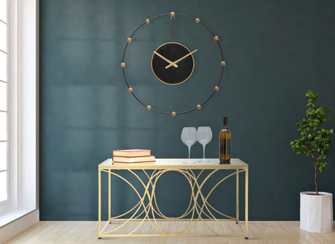 Horloge murale métal noir et doré