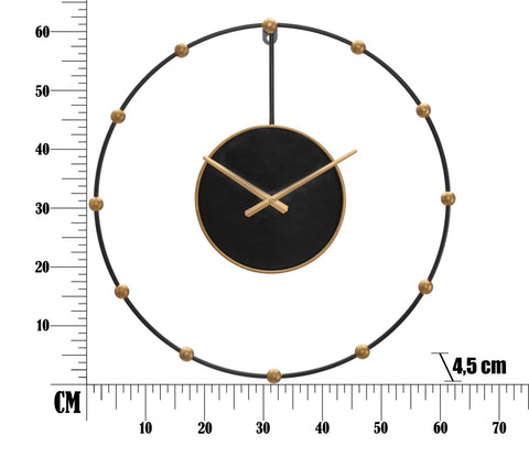 Horloge murale métal noir et doré
