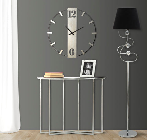 Reloj de pared metálico Negro y Plata