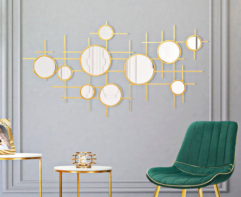 Miroir mural géométrique Gloxy doré