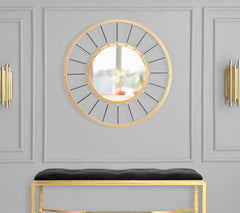 Miroir mural rond Glamorouso cadre doré décorations métal noir