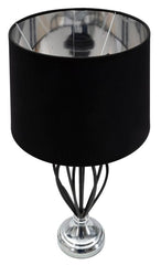 Lampe de table Darky Métal Argent abat-jour Tissu Noir