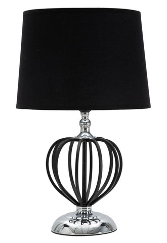 Lámpara de mesa Darky Metal Plateado pantalla Tela Negra decoraciones Metálicas Negras
