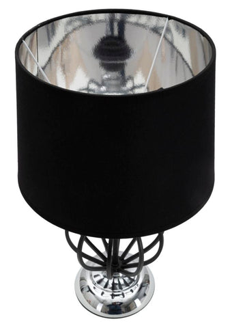 Lámpara de mesa Darky Metal Plateado pantalla Tela Negra decoraciones Metálicas Negras