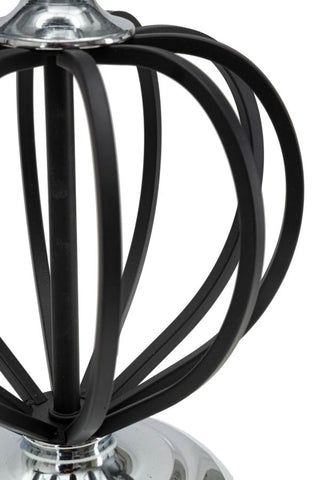 Lámpara de mesa Darky Metal Plateado pantalla Tela Negra decoraciones Metálicas Negras
