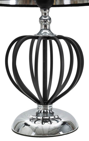 Lámpara de mesa Darky Metal Plateado pantalla Tela Negra decoraciones Metálicas Negras