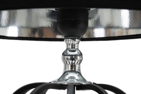 Lámpara de mesa Darky Metal Plateado pantalla Tela Negra decoraciones Metálicas Negras