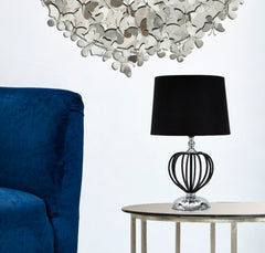 Lampe de table Darky Métal Argent abat-jour Tissu Noir décorations Métalliques Noires