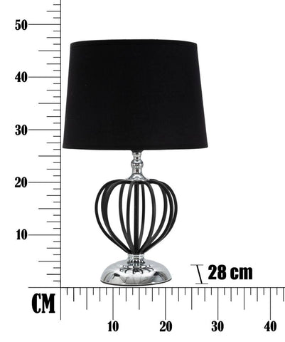 Lámpara de mesa Darky Metal Plateado pantalla Tela Negra decoraciones Metálicas Negras