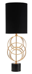 Lampe de table Circlly métal doré abat-jour tissu noir