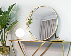 Miroir rond Eleonor métal doré
