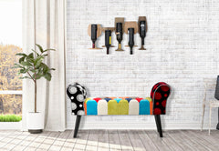 Banc patchwork Impérial en bois et tissu