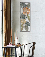 Panneau mural rectangulaire en métal motifs géométriques et floraux