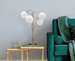 Lampe de table Glamy 4 lumières Métal doré et Verre opaque