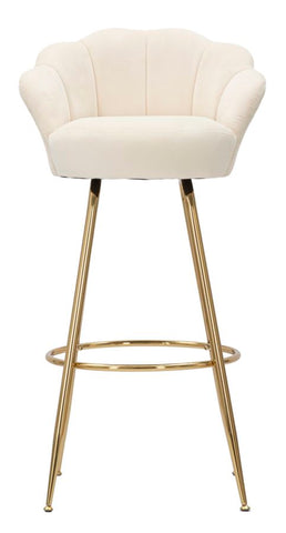Tabouret de bar Vienna Velours Crème pieds dorés