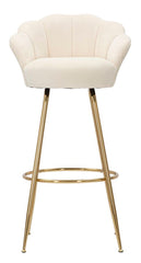 Tabouret de bar Vienna Velours Crème pieds dorés