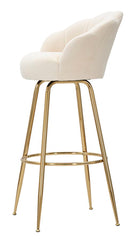 Tabouret de bar Vienna Velours Crème pieds dorés