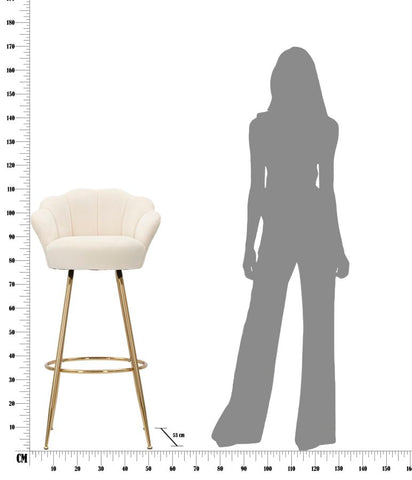 Tabouret de bar Vienna Velours Crème pieds dorés