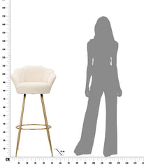 Tabouret de bar Vienna Velours Crème pieds dorés