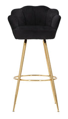 Tabouret de bar Velours Noir pieds dorés
