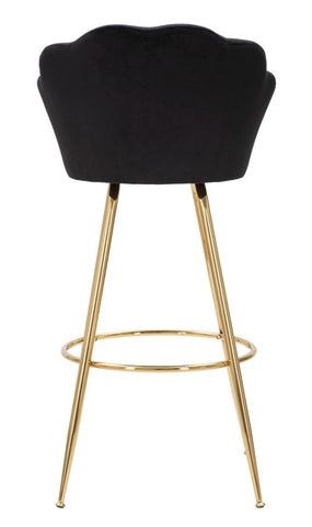 Tabouret de bar Velours Noir pieds dorés