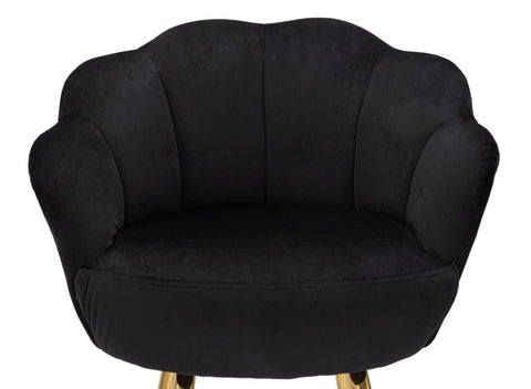 Tabouret de bar Velours Noir pieds dorés