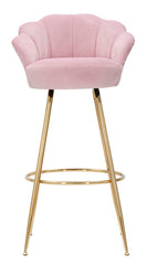 Tabouret de bar Vienna Velours Rose pieds dorés