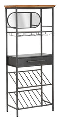 Armoire porte-bouteilles industrielle avec miroir et tiroir en métal