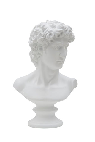 Escultura de cabeza de hombre de poliresina blanca