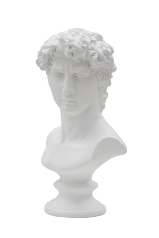 Escultura de cabeza de hombre de poliresina blanca