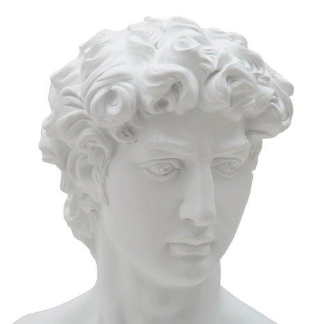 Escultura de cabeza de hombre de poliresina blanca