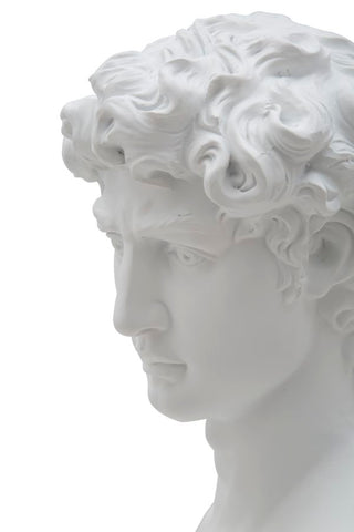 Escultura de cabeza de hombre de poliresina blanca