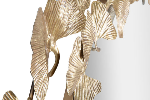Espejo redondo decorativo de metal dorado