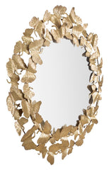 Miroir rond en métal doré décoratif