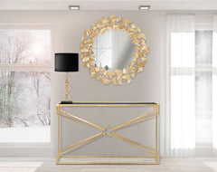 Miroir rond en métal doré décoratif