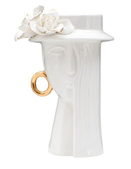 Vase femme porcelaine blanche décorations dorées