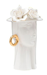 Vase femme porcelaine blanche décorations dorées