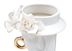 Vase femme porcelaine blanche décorations dorées
