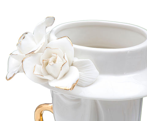 Vase femme porcelaine blanche décorations dorées