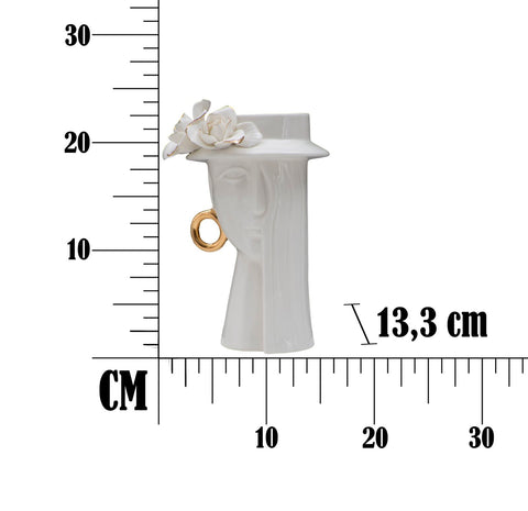Vase femme porcelaine blanche décorations dorées