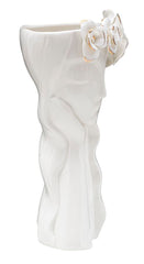 Vase décoratif en porcelaine blanche avec décorations dorées visage féminin