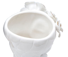 Vase décoratif en porcelaine blanche avec décorations dorées visage féminin