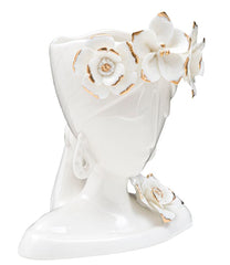 Vase Femme Porcelaine Blanche décorations dorées