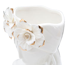 Vase Femme Porcelaine Blanche décorations dorées