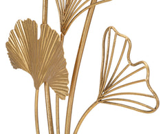 Sculpture déco en métal doré feuilles