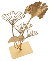 Sculpture déco en métal doré feuilles