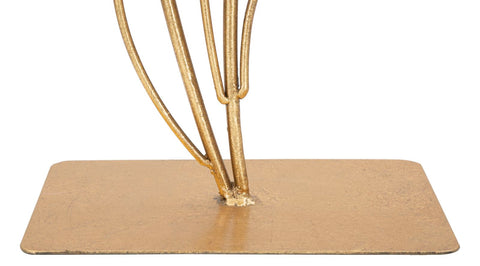 Escultura decorativa de metal dorado con hojas