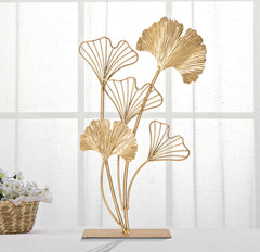 Sculpture déco en métal doré feuilles