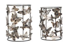 Tables rondes Farfalle en métal et verre décorations papillon