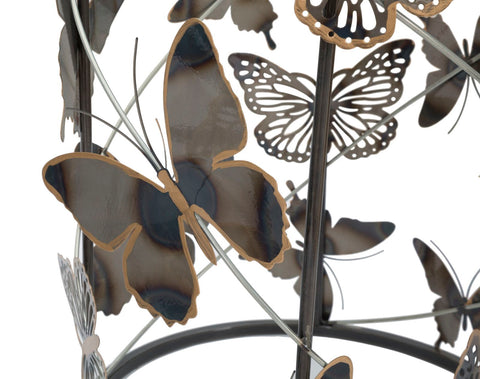 Mesas redondas Farfalle de metal y cristal con decoración de mariposas